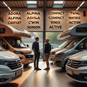 Diverse mobilhome-modellen geparkeerd op een professionele locatie, snelle en eerlijke verkoop bij OpkoperMobilhomes.be