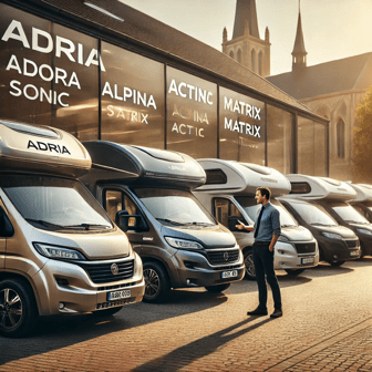 Adria mobilhomes in diverse modellen, geparkeerd op een professionele locatie, snelle en zorgeloze verkoop in België